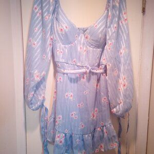 B Darlin beautiful sky blue floral mini dress size 11/12 Nwt